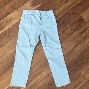 PacSun Light Blue Cropped Jeans with Frayed Hem